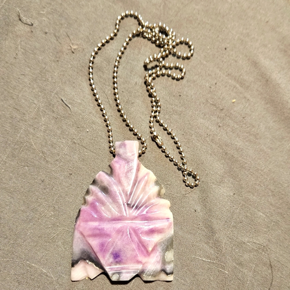 Handmade Pink Black And White Marble Necklace With Silver Chain